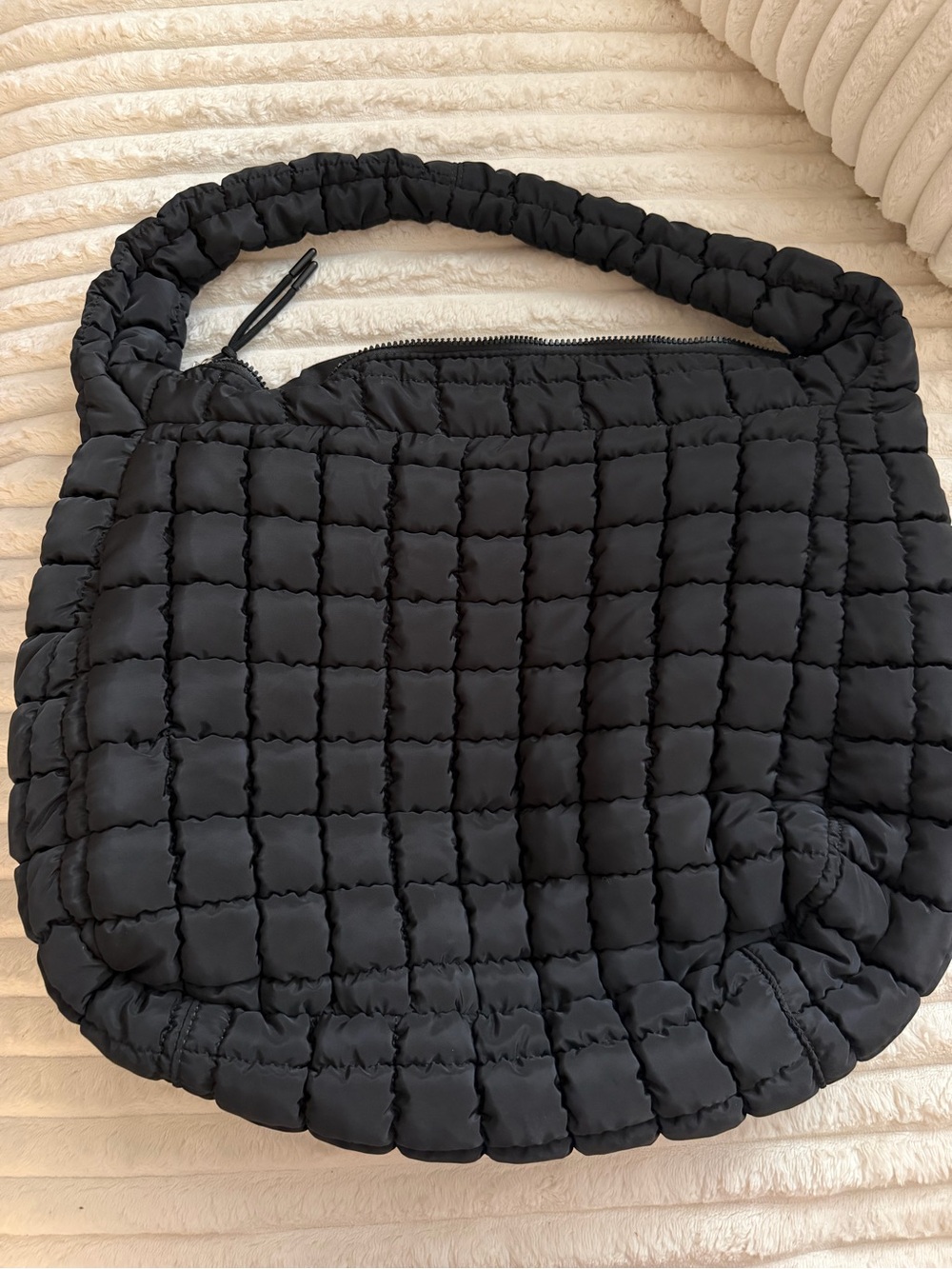 Black Quilted Puffer Shoulder Bag